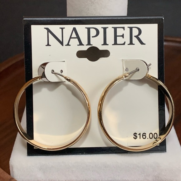 NWT Napier gold tone hoop earrings - Picture 1 of 3